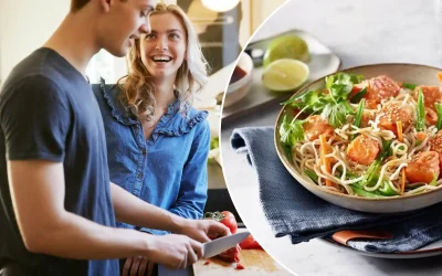 Asiatisk wok med lax och nudlar – lättlagat och snabbt recept